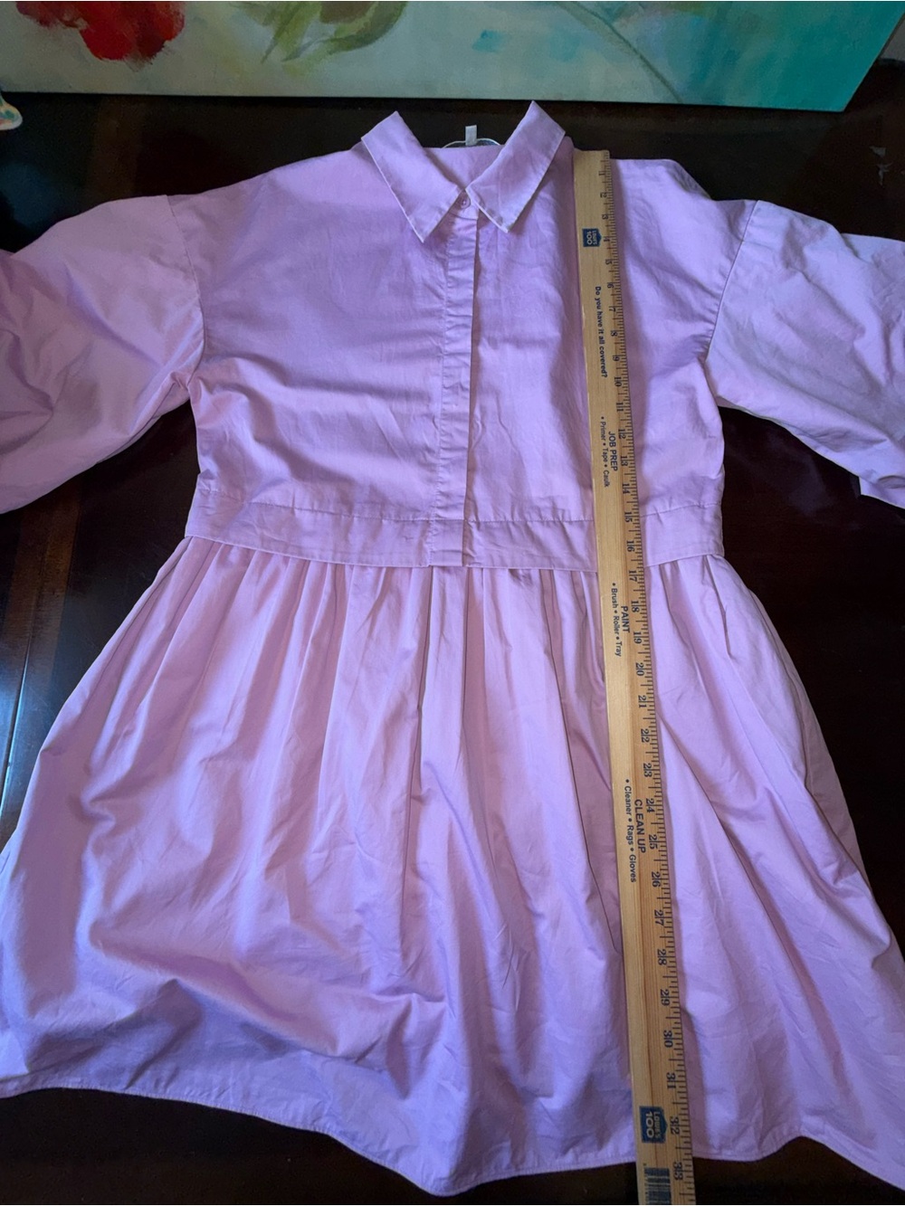 English Factory Cotton Puff-Sleeve Oversized Mini Collared Shirt Dress Lilac M - Picture 11 of 12